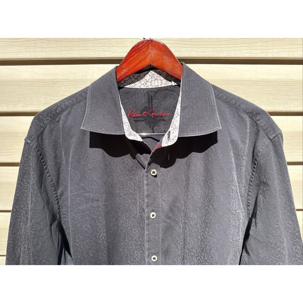 Robert Graham Classic Fit Men's Paisley Print Black Button Down Shirt Sz 2xL